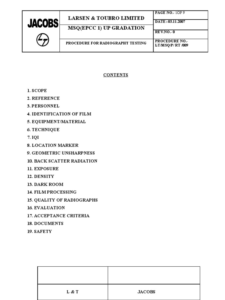 Procedure For Radiography Testing | PDF | Radiography | Nature