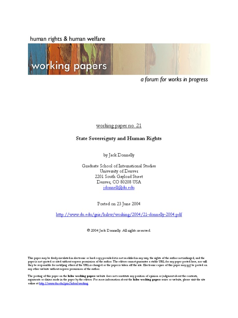 State Sovereignty and Human Rights: Working Paper No. 21 | PDF ...