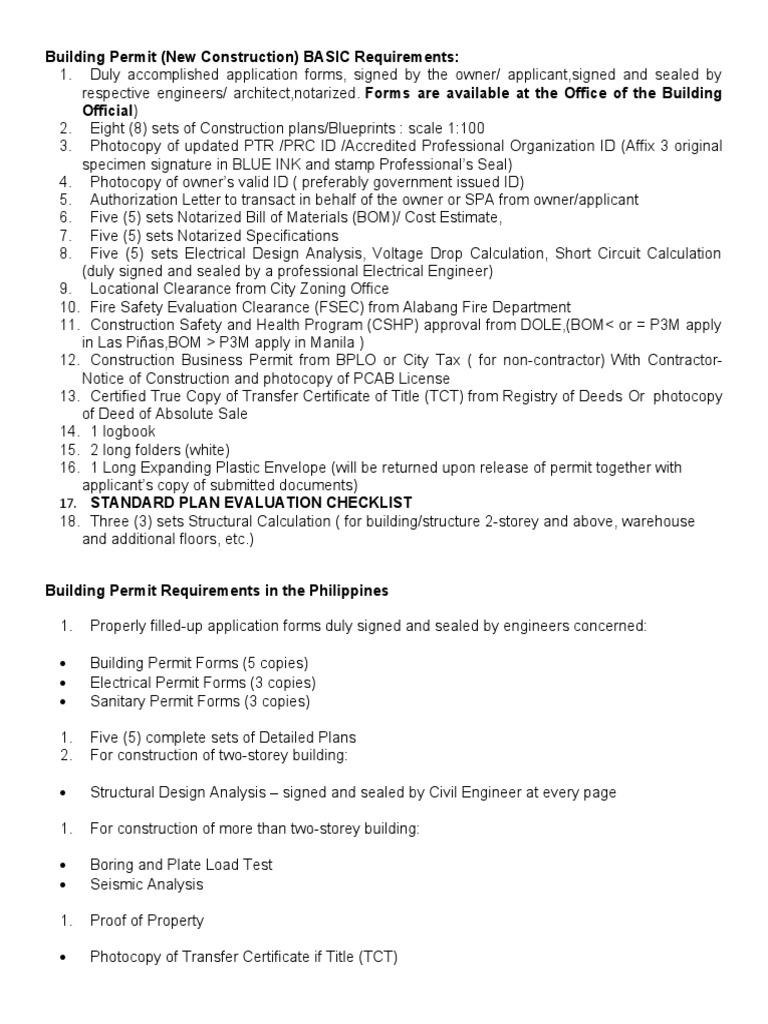 Building Permit Requirements in the Philippines | PDF | Notary Public ...