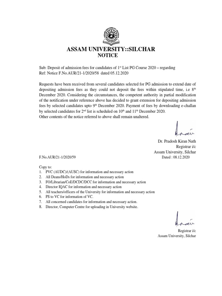 Notice PG Admission | PDF