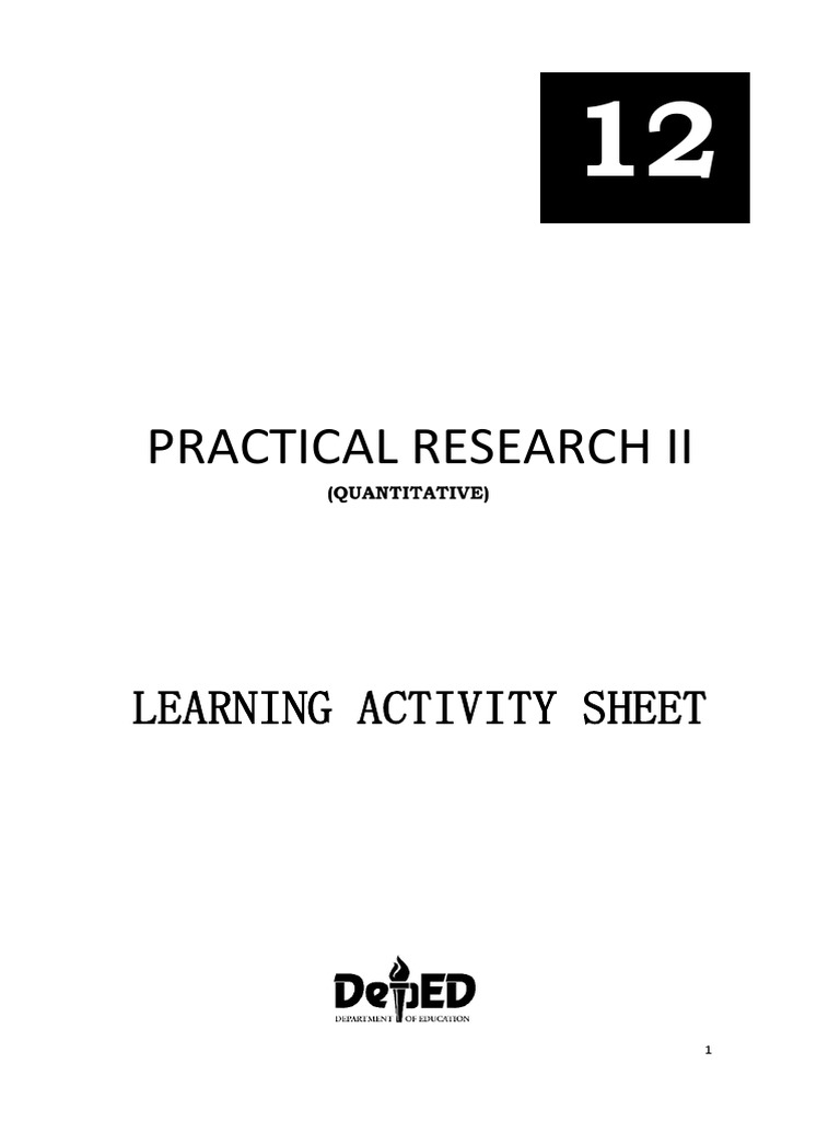 Practical Research Ii: Learning Activity Sheet | PDF | Experiment |  Statistics