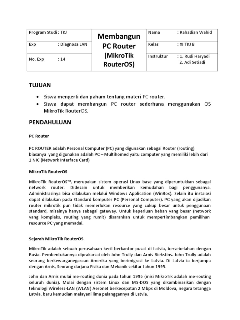 14 PC Router (MikroTik RouterOS) | PDF