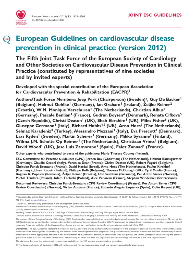 Guidelines CVD Prevention PDF | PDF | Cardiovascular Diseases ...