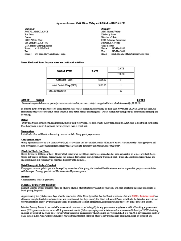Courtesy Wedding Block Contract Template PDF Marriott International Business