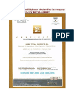 Certifications and Diplomas Obtained by The Company