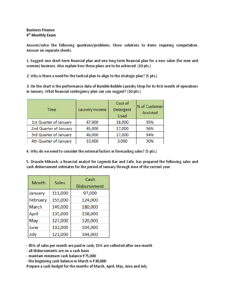Finance Exam for Business Students | PDF | Career & Growth | Finance ...