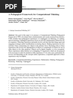 A Pedagogical Framework For Computational Thinking: Digit Exp Math Educ DOI 10.1007/s40751-017-0031-2