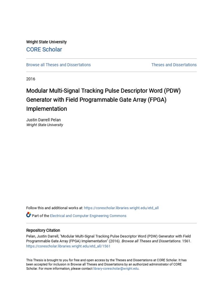 Modular MultiSignal Tracking Pulse Descriptor Word (PDW) Generat PDF