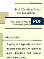 1 Abdul Khaliq Craft of Education Policy and Evaluation Presentation