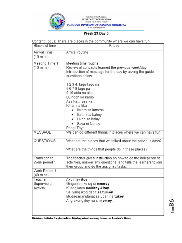 Week 23 Day 5 Division Initiated Contextualized Kindergarten