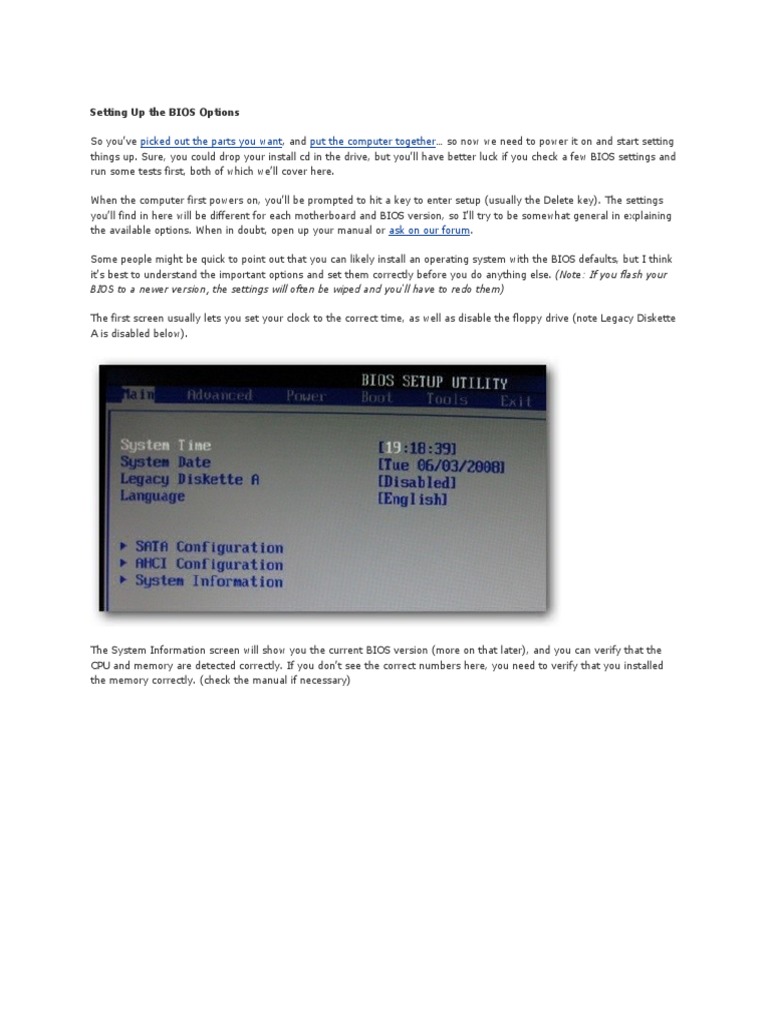 BIOS Setup and Configuration Guide | PDF | Bios | Booting