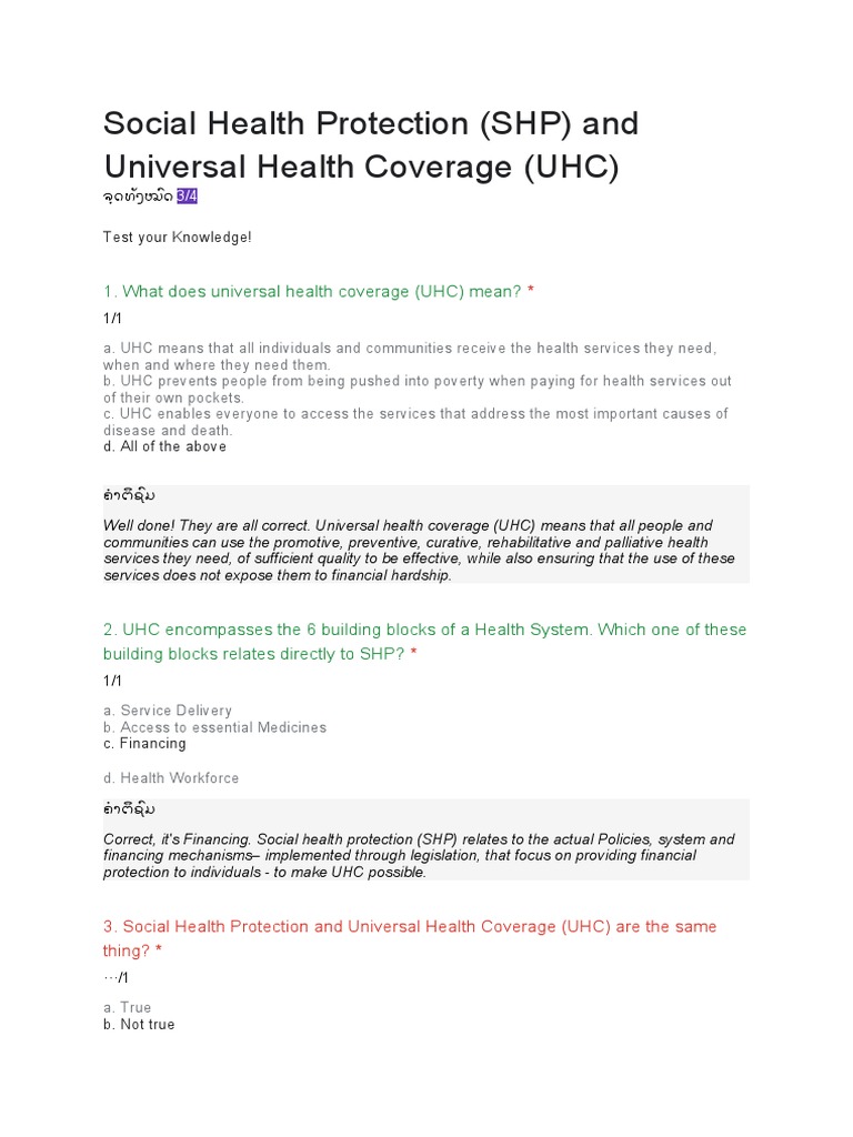 Social Health Protection (SHP) and Universal Health Coverage (UHC ...