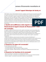 Questions - Réponses D - Économie Monétaire Et Financiere ENCG SETTAT