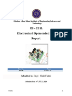 ES - 231L Electronics I Open Ended Lab: Ghulam Ishaq Khan Institute of Engineering Sciences and Technology