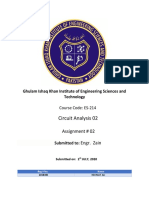Circuit Analysis 02: Ghulam Ishaq Khan Institute of Engineering Sciences and Technology