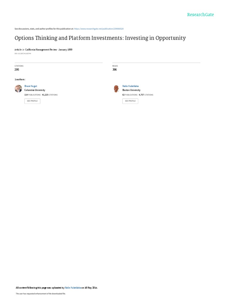 Options Thinking in Platform Investments | PDF