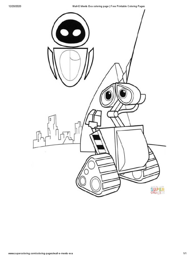 WallE Meets Eva Coloring Page Free Printable Coloring Pages PDF