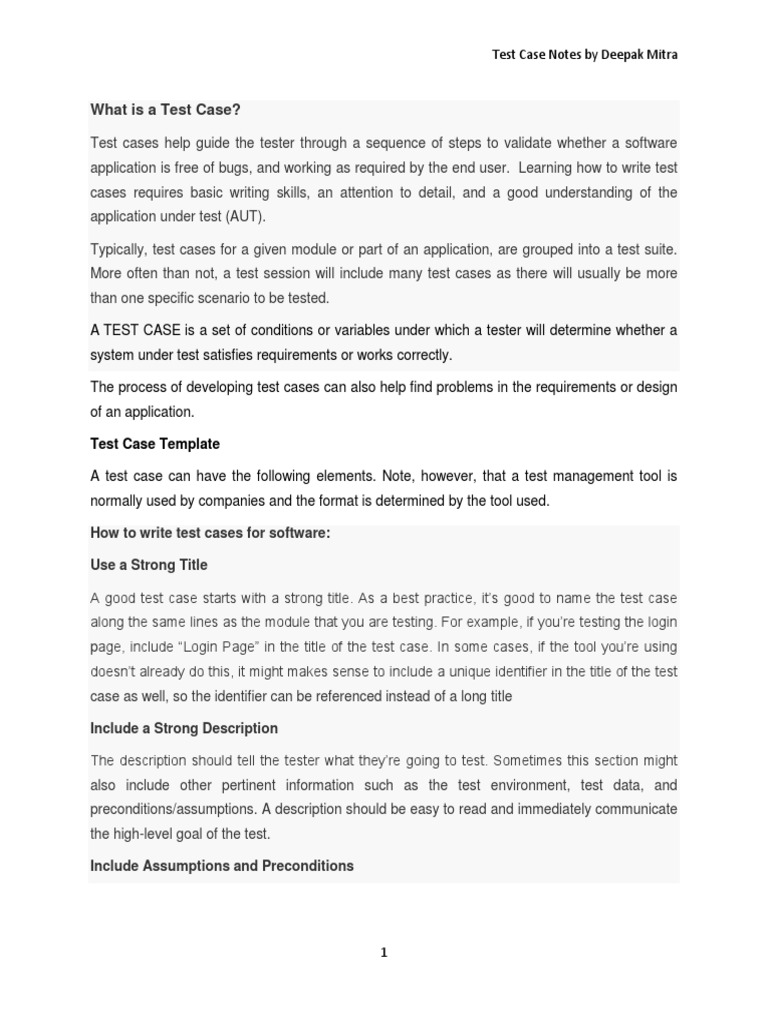 How To Write Test Case For Software Testing | PDF | Software Testing ...