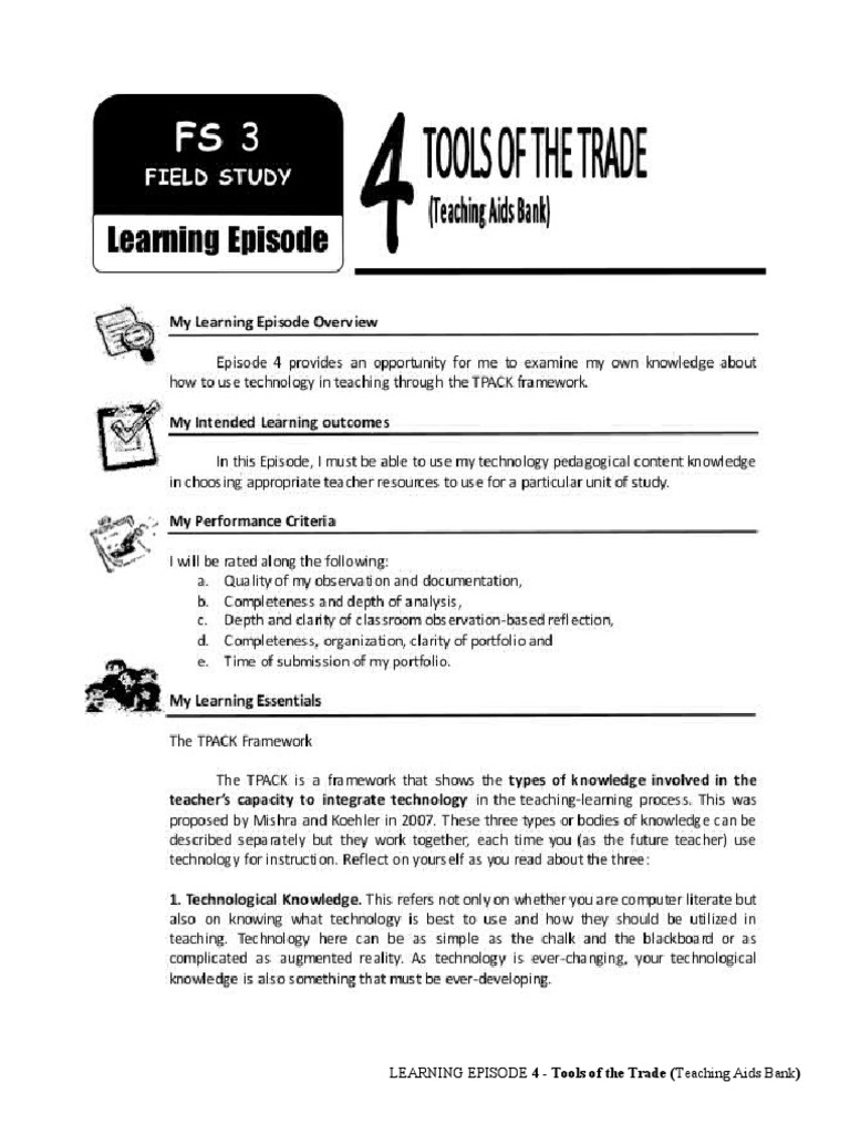LEARNING EPISODE 4 Tools of The Trade (Teaching Aids Bank) Download