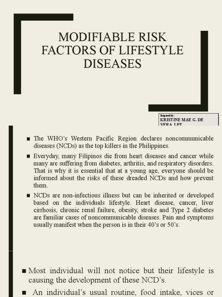 Modifiable Risk Factors for Lifestyle Diseases | PDF | Cigarette ...