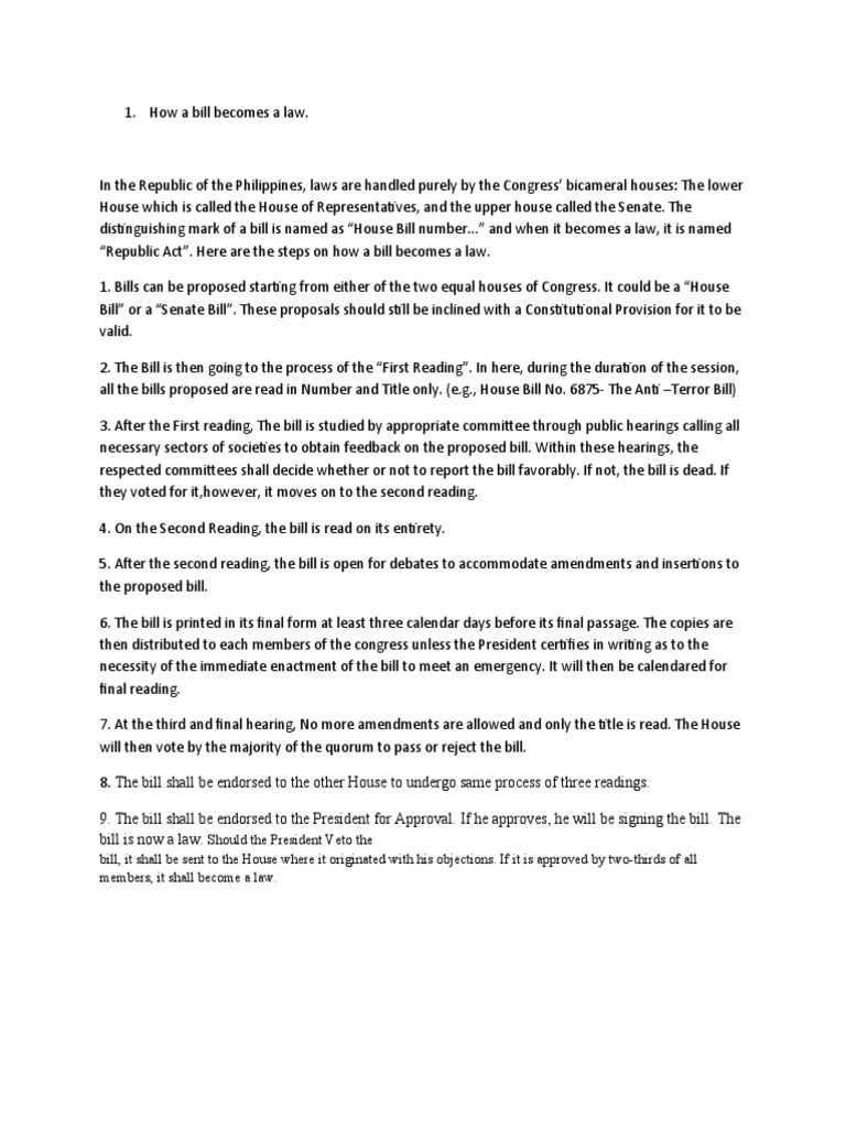 How A Bill Becomes A Law | PDF | Bill (Law) | United States House Of ...