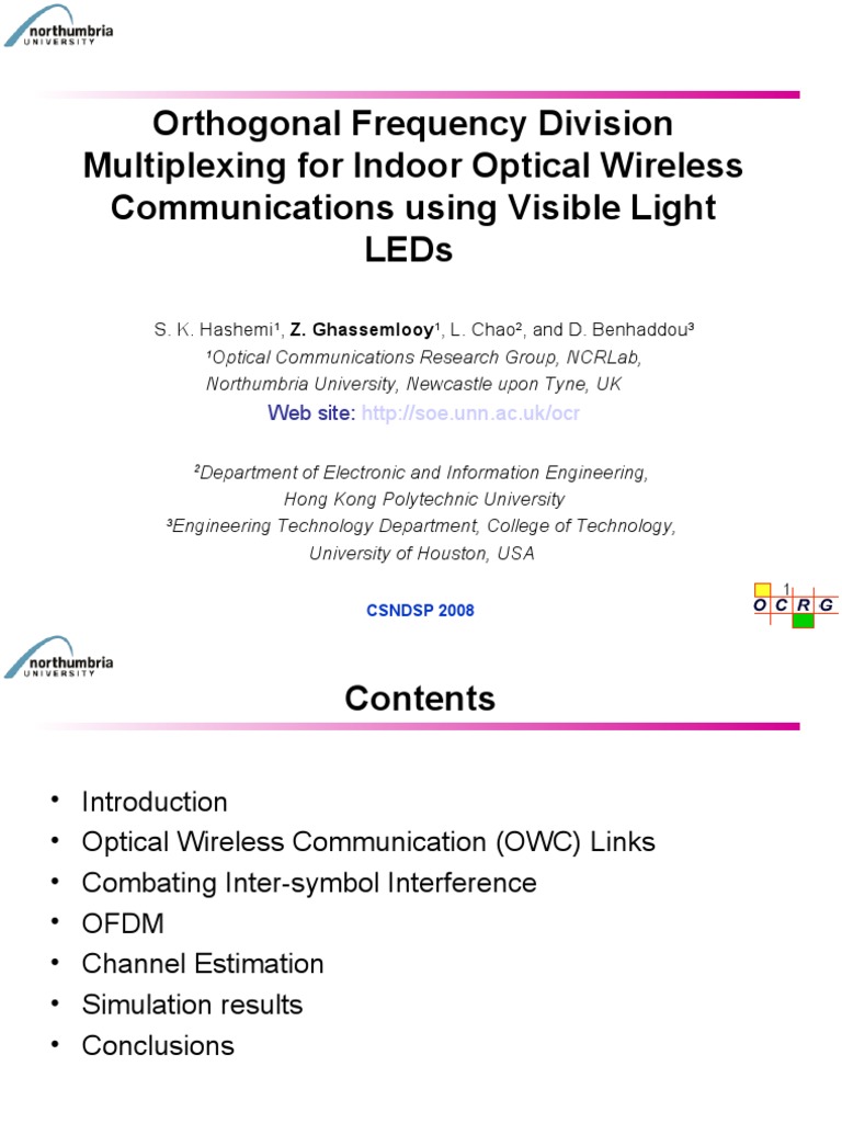 OFDM for Indoor Optical Wireless Communication | PDF | Broadcast ...