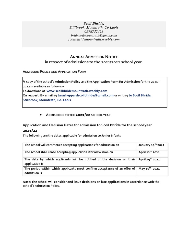 Admission Notice  PDF
