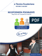 Norma Técnica de Competencia Laboral Ecuatoriana: RECEPCIONISTA POLIVALENTE