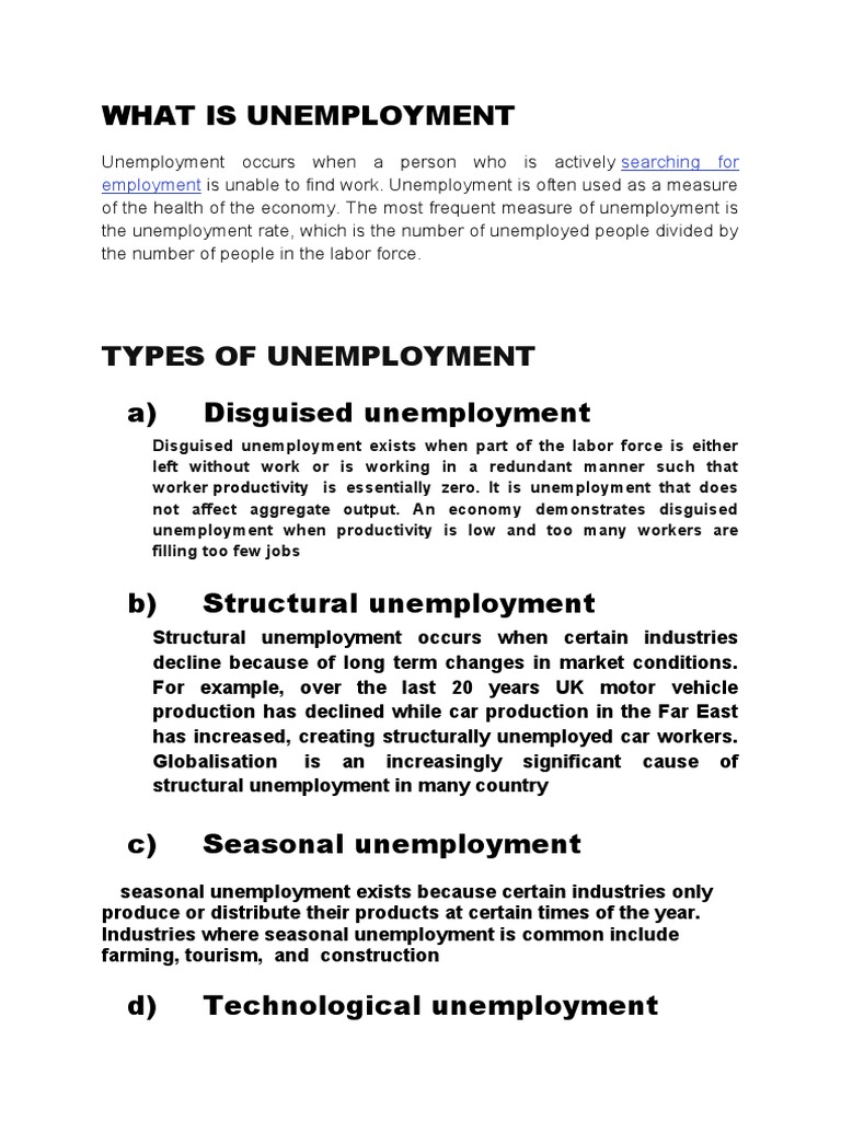 Unemployment Word Document | PDF | Unemployment | Social Science