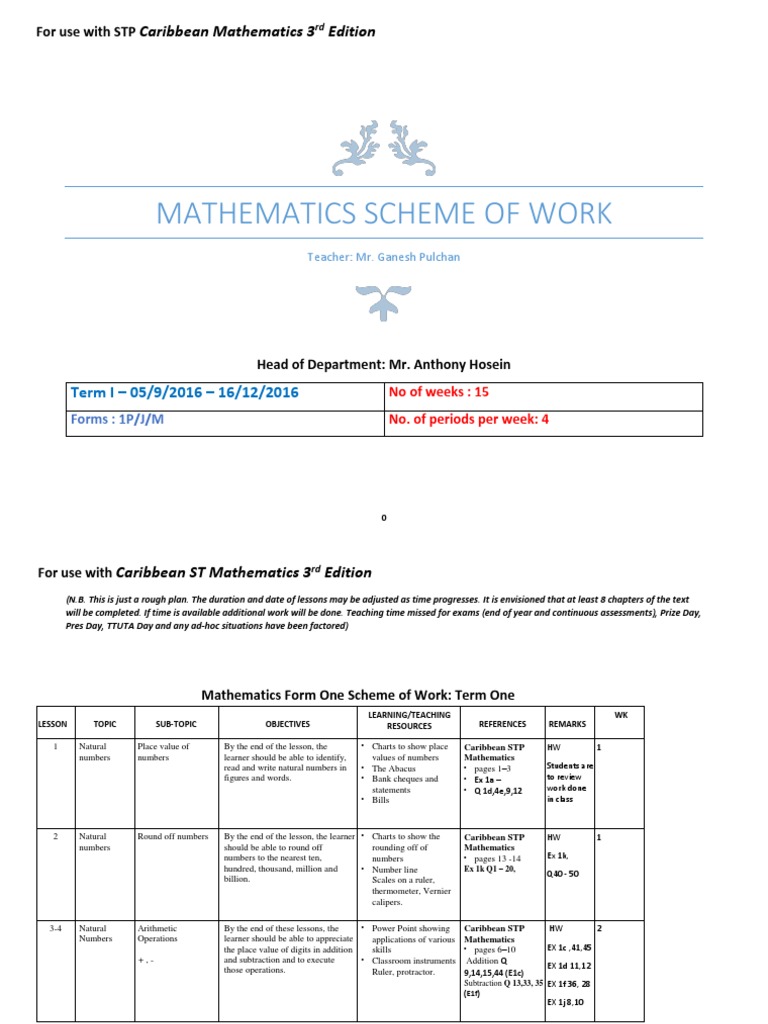 Mathematics Scheme of Work | PDF | Multiplication | Decimal