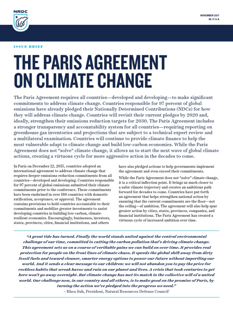 Paris Agreement Climate Change 2017 Ib | PDF | Climate Change | United ...