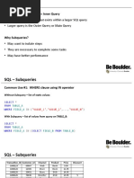 Subquery Nested Query Inner Query