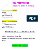 Watch Video While You Complete The Notes Below: Active & Passive Voice