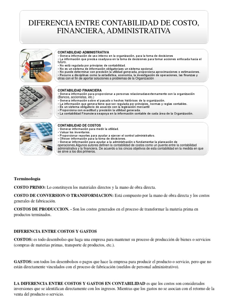 Diferencias entre contabilidad de costos y financiera | PDF ...