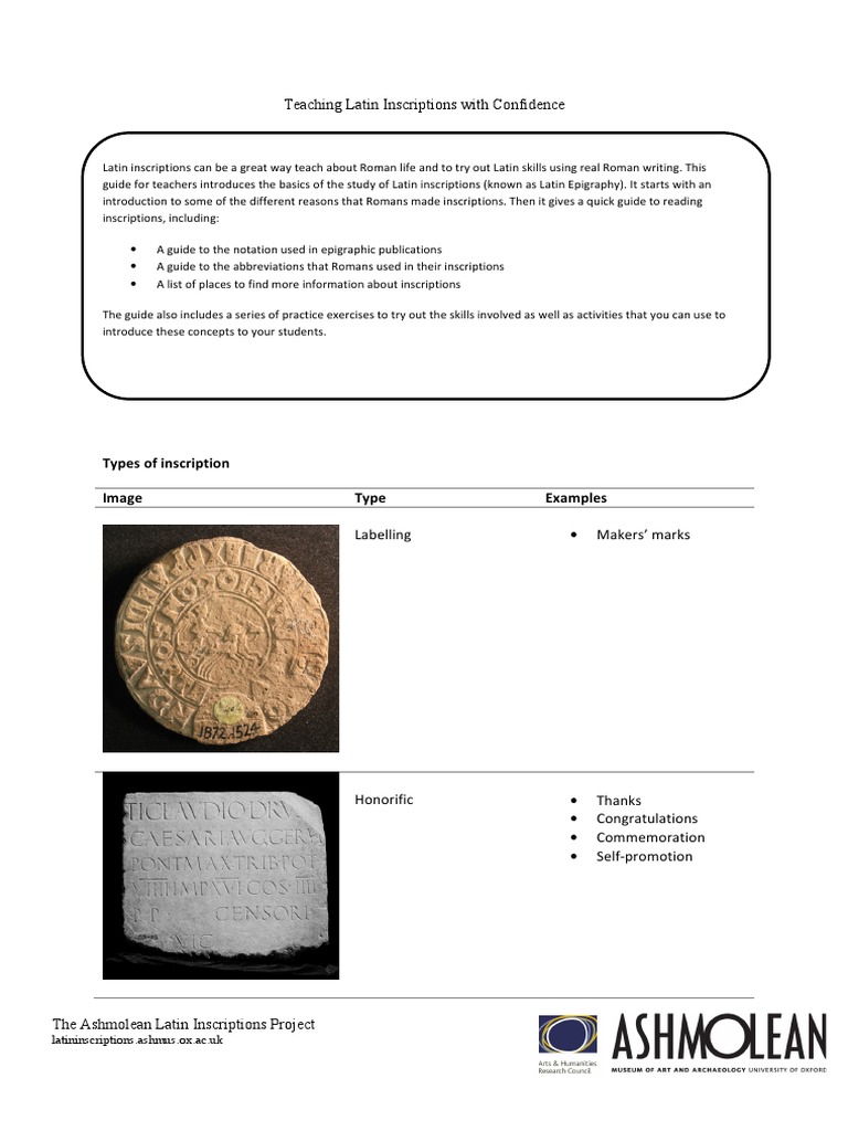 Teaching Latin Inscriptions Effectively | PDF | Epigraphy | Ancient Rome