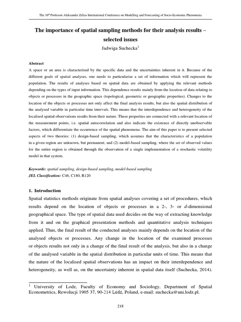 The Importance of Spatial Sampling Methods For Their Analysis Results ...