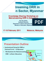 Mainstreaming DRR in Education in Myanmar