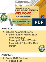 GRADE 11 and 12 Advisers and Subject Teachers: Welcome