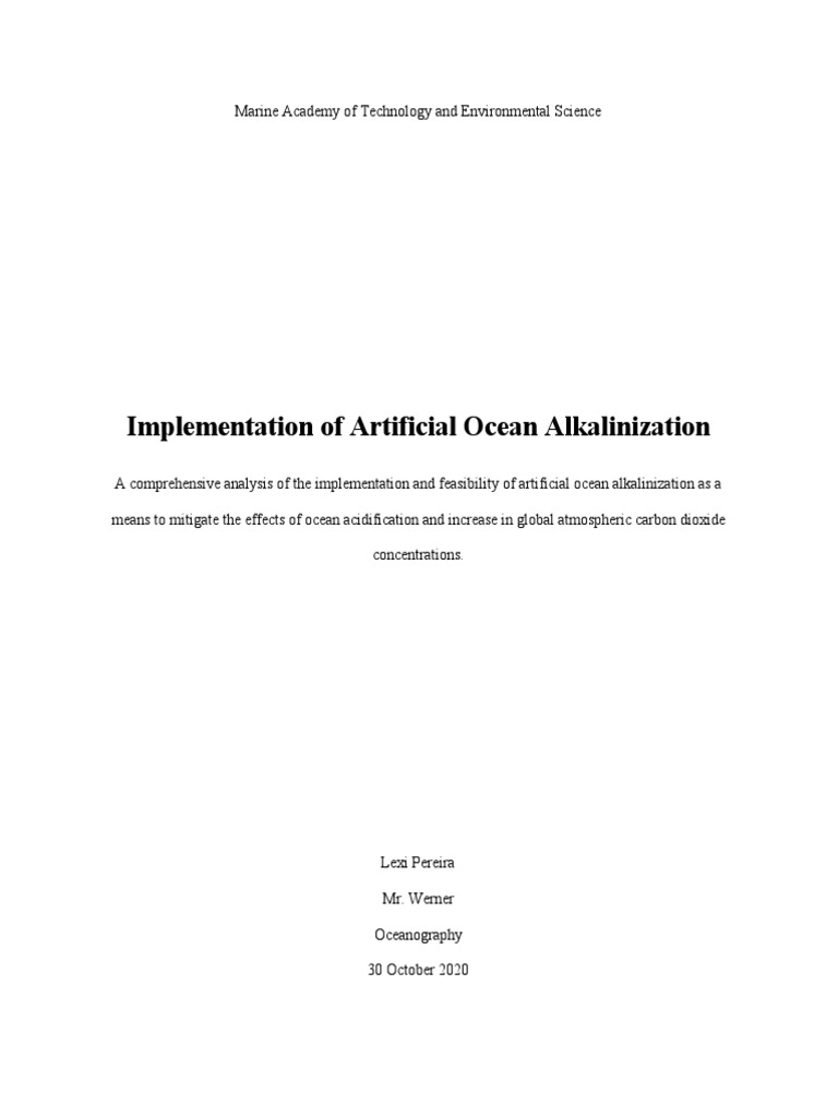Artificial Ocean Alkalinization Feasibility | PDF | Alkalinity | Ocean ...