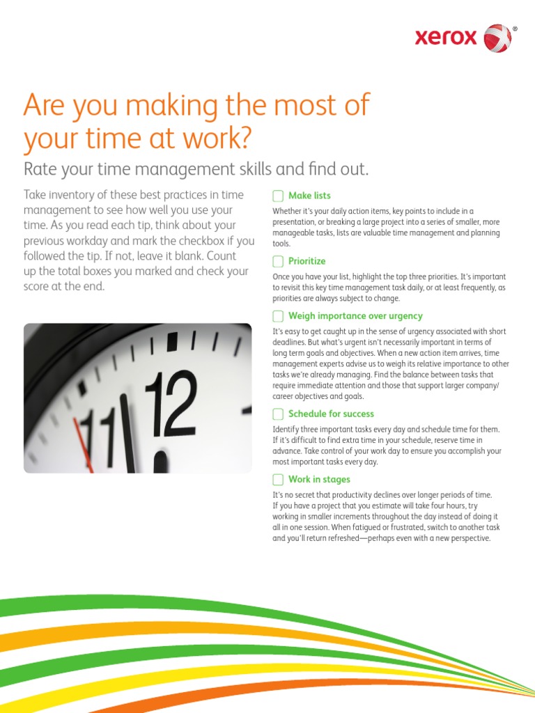 Are You Making The Most of Your Time at Work?: Rate Your Time Management  Skills and Find Out, PDF, Time Management