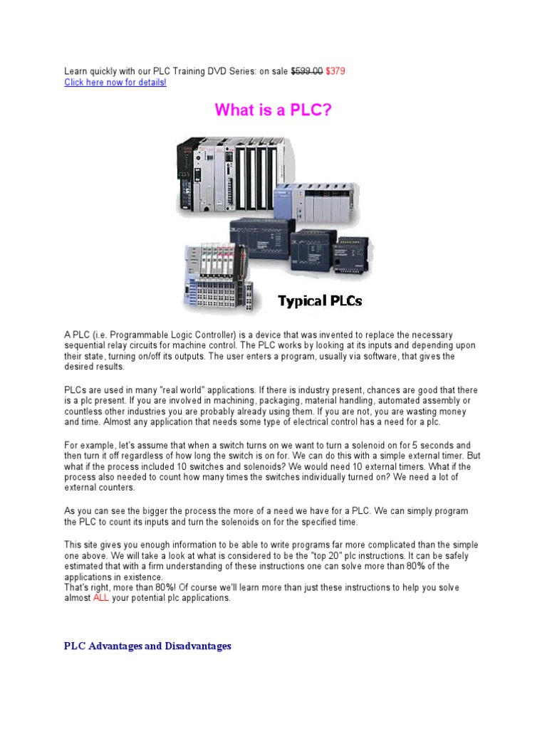 PLC Training DVD Series Overview | PDF | Programmable Logic Controller ...