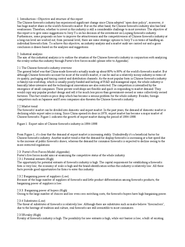 The chinese fireworks industry case