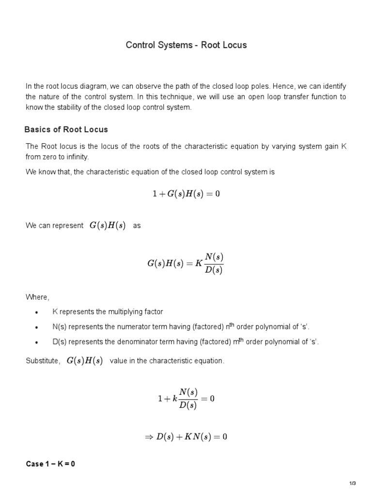 Control Systems - Root Locus | PDF | Zero Of A Function | Abstract Algebra