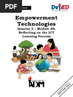 Empowerment Technologies: Quarter 2 - Module 20: Reflecting On The ICT Learning Process