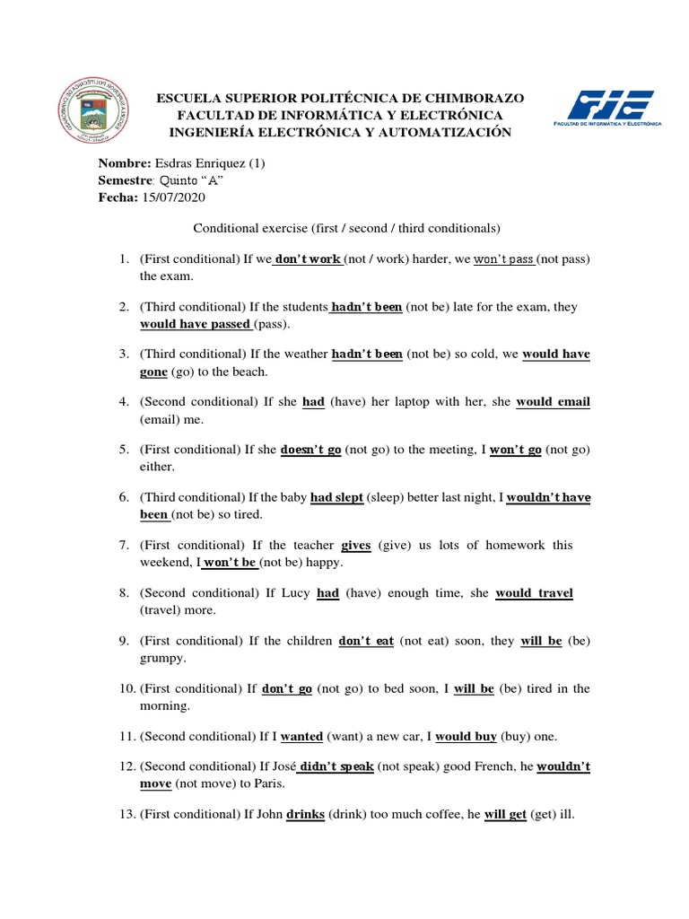 British School FVG - Conditional sentences – type III: We use the third  conditional (if + past perfect, would + have + past participle) to talk  about something in the past that