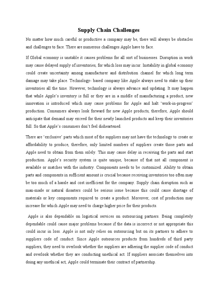 Apple Supply Chain Challenges Explained | PDF | Apple Inc. | Supply Chain