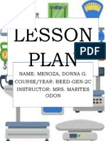 Lesson Plan: Name: Menoza, Donna G. Course/Year: Beed-Gen-2C Instructor: Mrs. Marites Odon