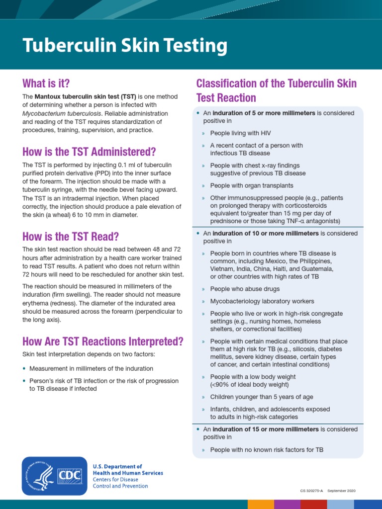 Tuberculin Skin Testing What Is It? Classification of The Tuberculin
