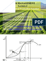 A Neoclassical Production Function: Farm Management