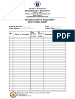 Department of Education: Homeroom Guidance (HG) Output Monitoring Sheet